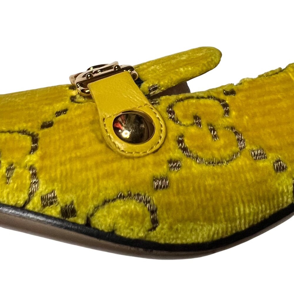 Gucci Yellow Velvet GG Marmont Block Heel Pumps – Size 41 100% Authentic New - Picture 11 of 16